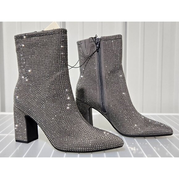 A New Day Cassidy Silver & Rhinestone Covered Evening Ankle Boots -- Size 6.5 - Picture 1 of 7